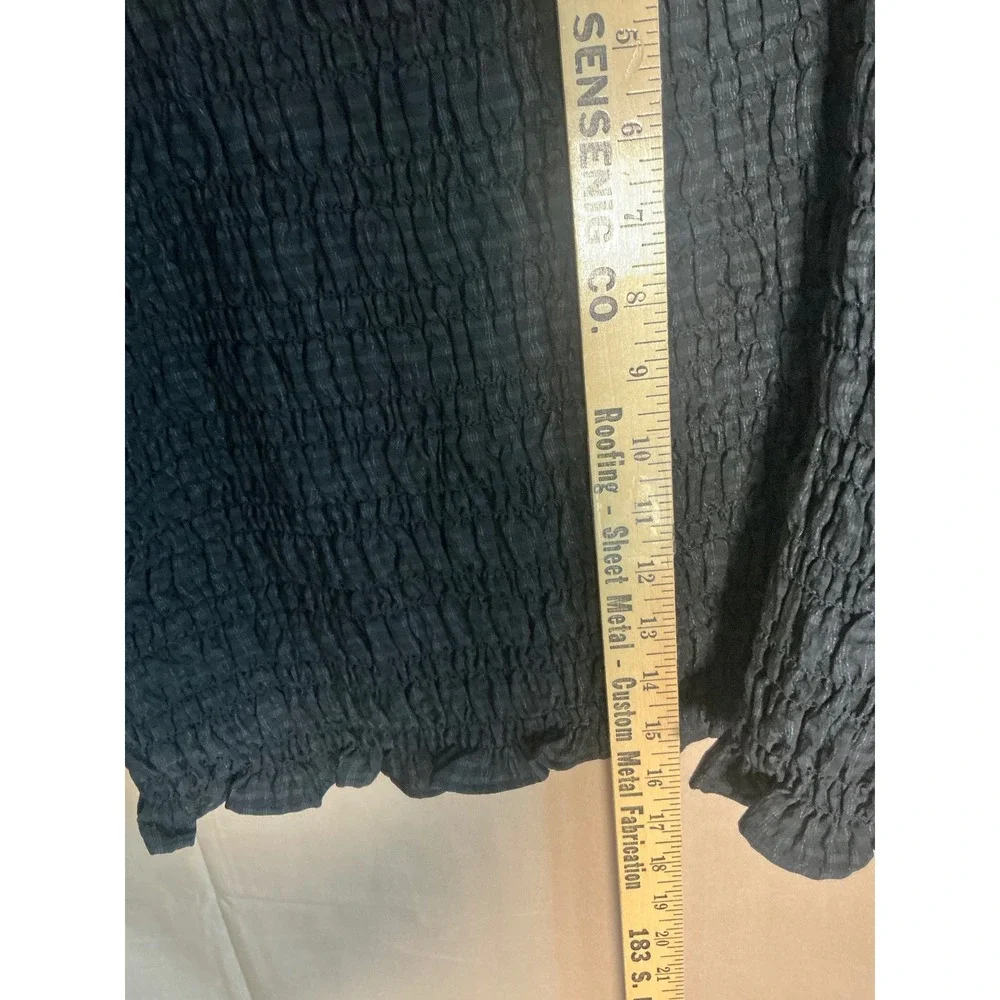Old Navy Smocked Puff Sleeve Top Women XL Black NEW Gingham Square Neck Ruffle